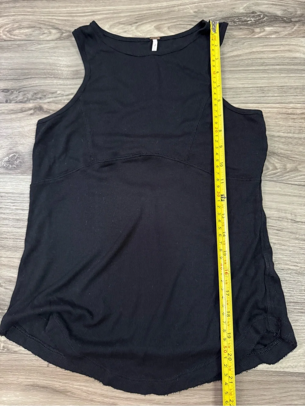 Free People Black High Neck Rib Knit Tank Top with Hook and Eye Closure Medium